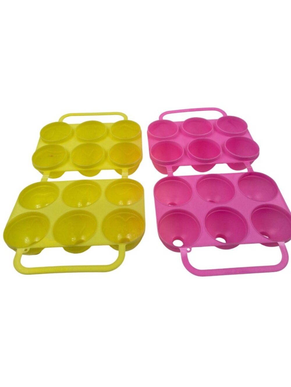 Two 2 Vintage Pink & Yellow Smooth Jello Jigglers Easter Egg Molds Jello Shots - Picture 2 of 9